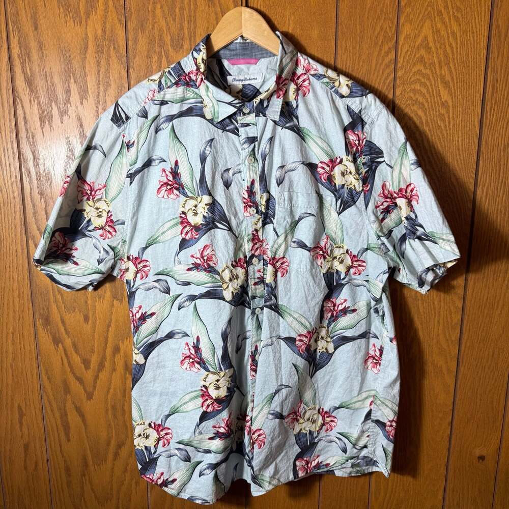 Tommy Bahama Floral Tropical Short Sleeve Button Down Shirt Size XL